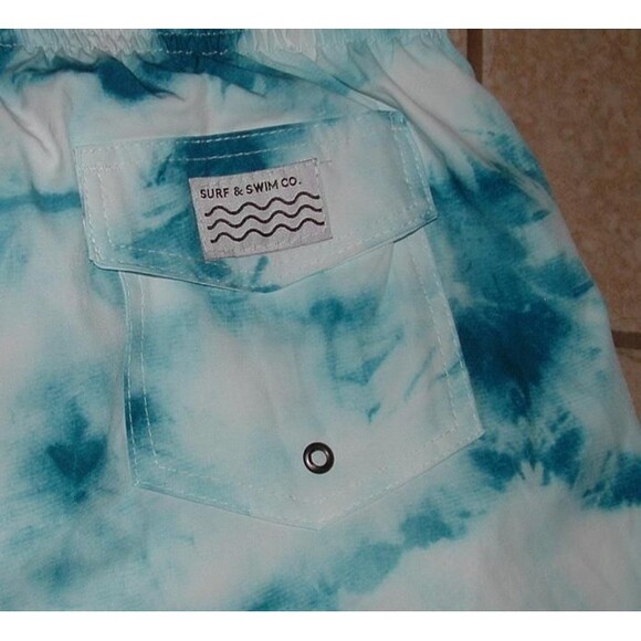 Mens Sz XL/XXL Quick Dry Blue Tie Dye Elastic Waist Mesh Lined Swim Board Shorts - Picture 3 of 3